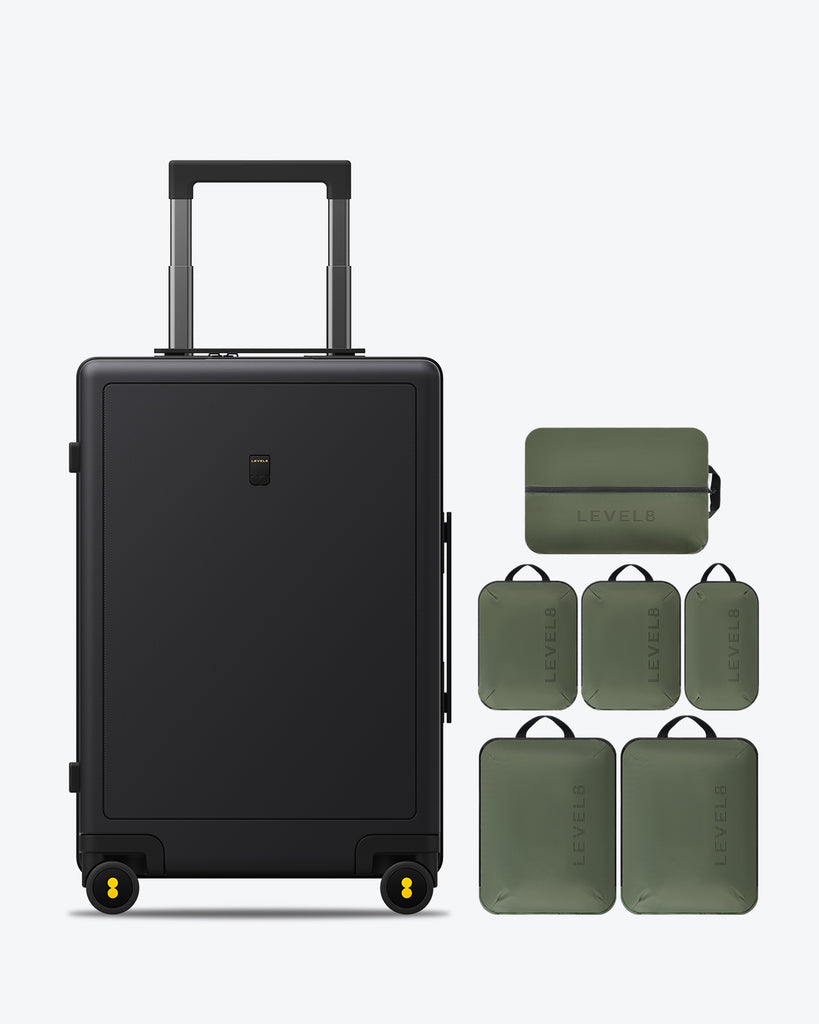 Textured Luggage & 6 Packing Cubes Combo
