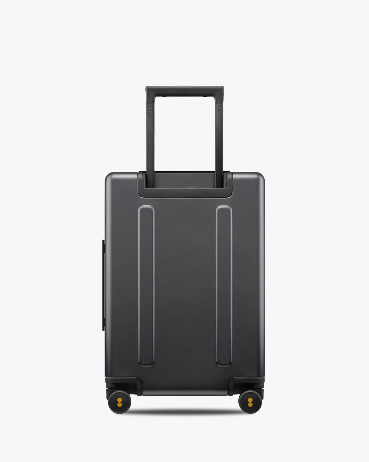 road runner carry on 20" with laptop pocket and usb port gray suitcase back view