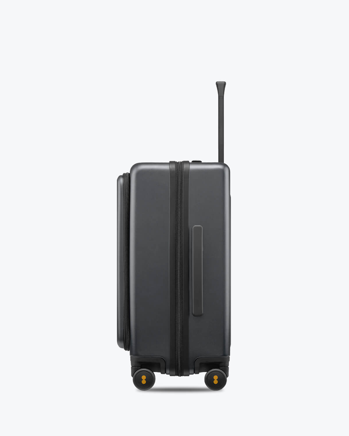 road runner carry on 20" with laptop pocket and usb port gray suitcase sideview