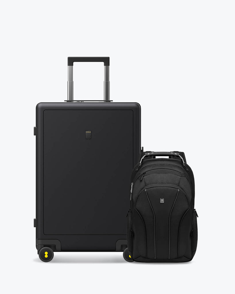 Textured Atlas Laptop Backpack Luggage Set